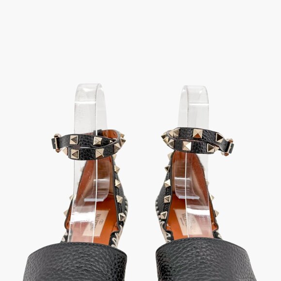 Valentino Garavani Rockstud Black Leather Espadrille Flats Size 37 US 7 Women's - Picture 4 of 14